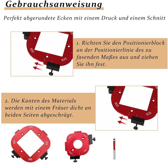 Freessjabloon bovenfrees, 2 stuks router jig radius sjablonen voor bovenfrees, freessjablonen, 4-in-1 radius jig - ShopVlot — afbeelding 2