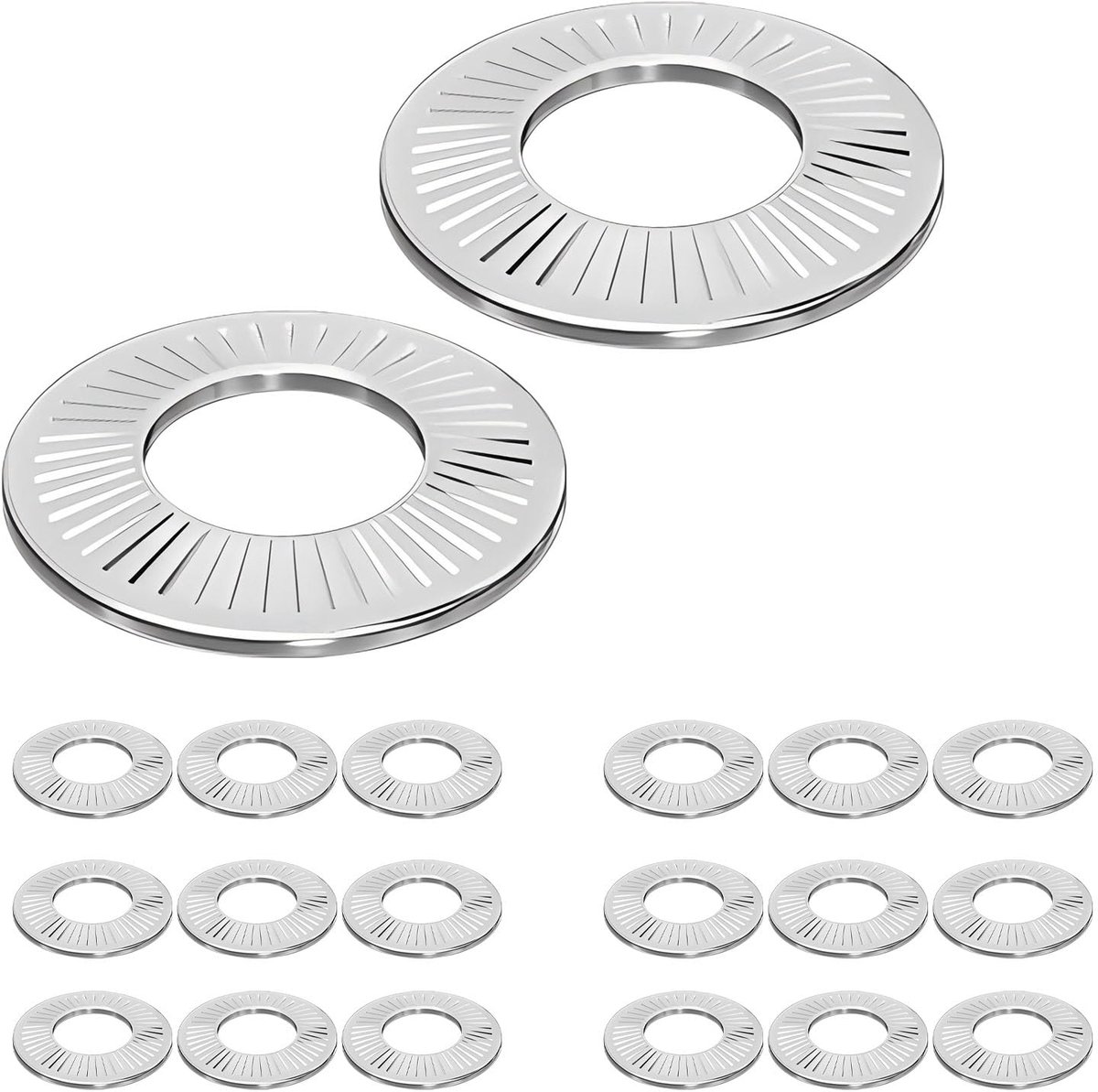 Pack of 20 Flat Washers M10 Knurled Spring Discs Belleville Spring Discs 304 Stainless Steel Wedge Retainer Washers - ShopVlot