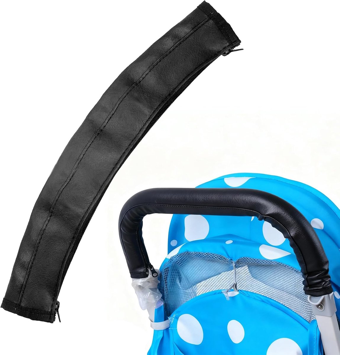 Baby Pram Grip Cover, Pushchair Accessories Grip Protection, PU Leather Cover, Waterproof, Dustproof Leather Cover - ShopVlot