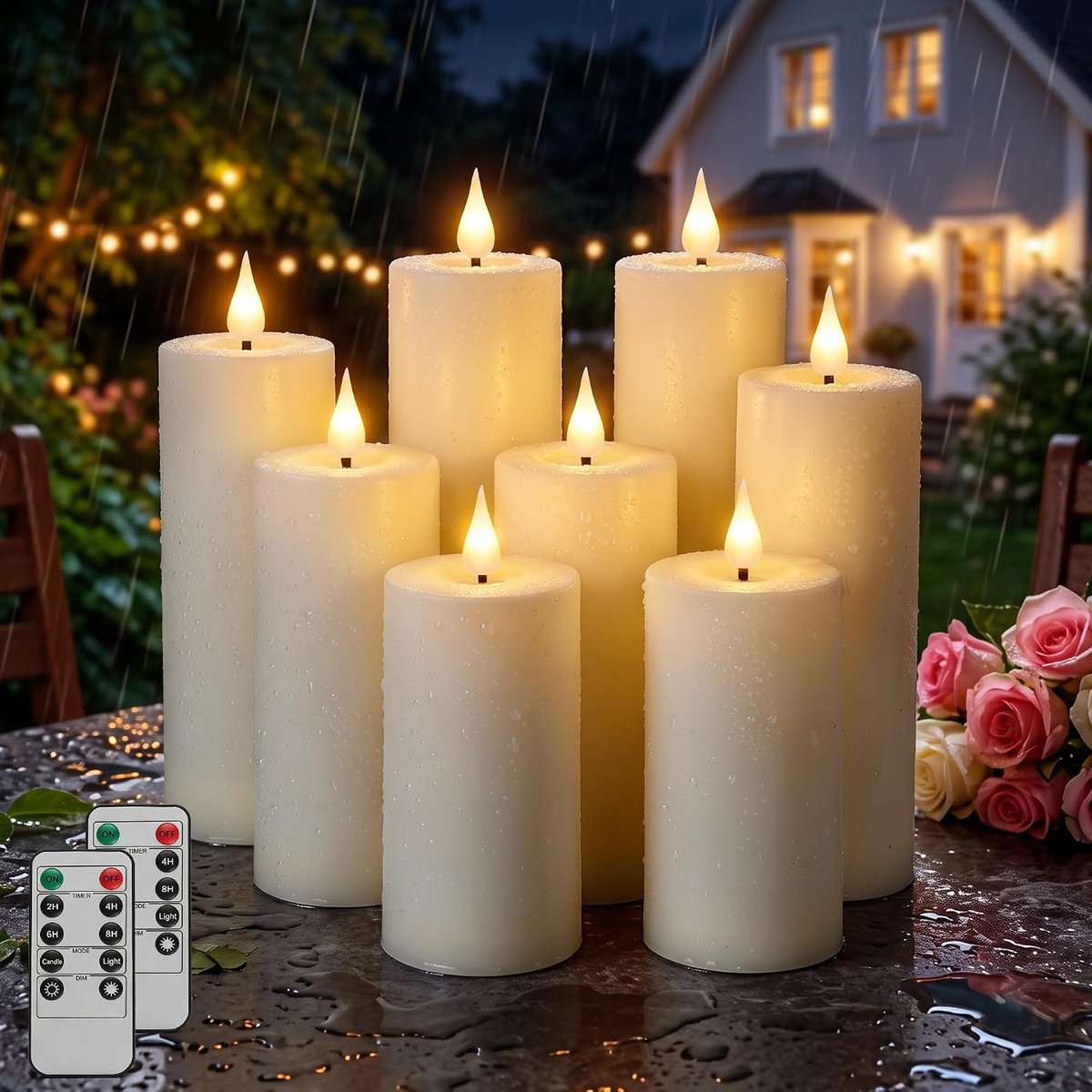 Ketom Led-kaars, flikkerende vlam, led-kaars voor buiten, waterdicht, 8 stuks - ShopVlot