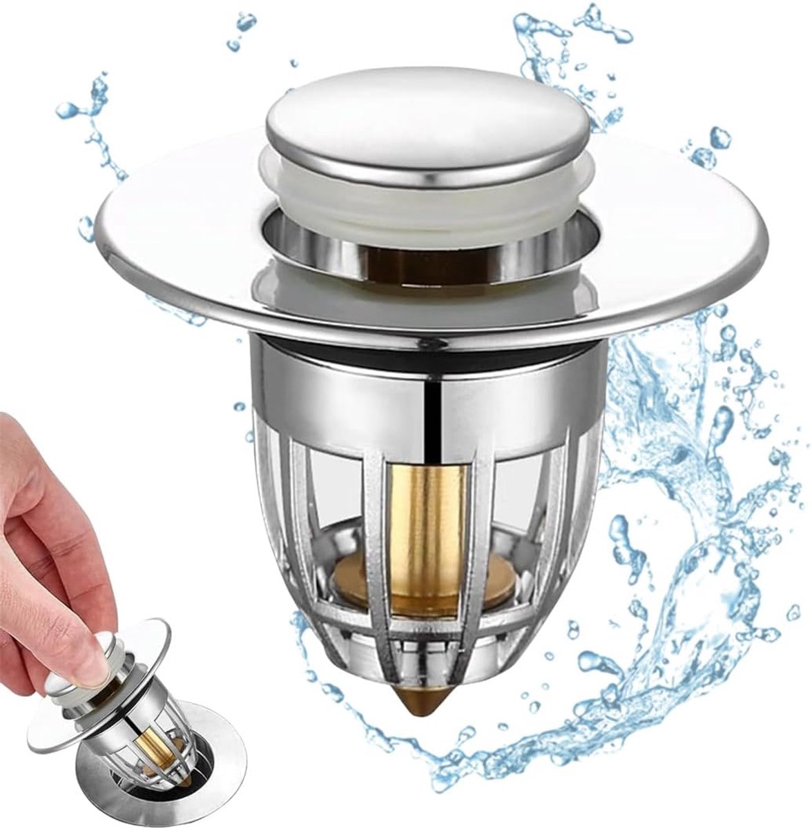 1 x Pop-up Basin Stop, Universal Sink Drain, Sink Drain Stop for Bathroom and Toilet - ShopVlot