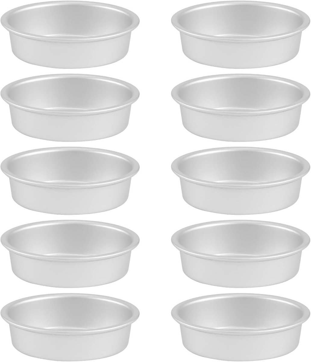 Jevina 10 stuks mini ovaal ei vorm aluminium legering metaal pan cake vorm brood vorm taart houder pudding gelei - ShopVlot