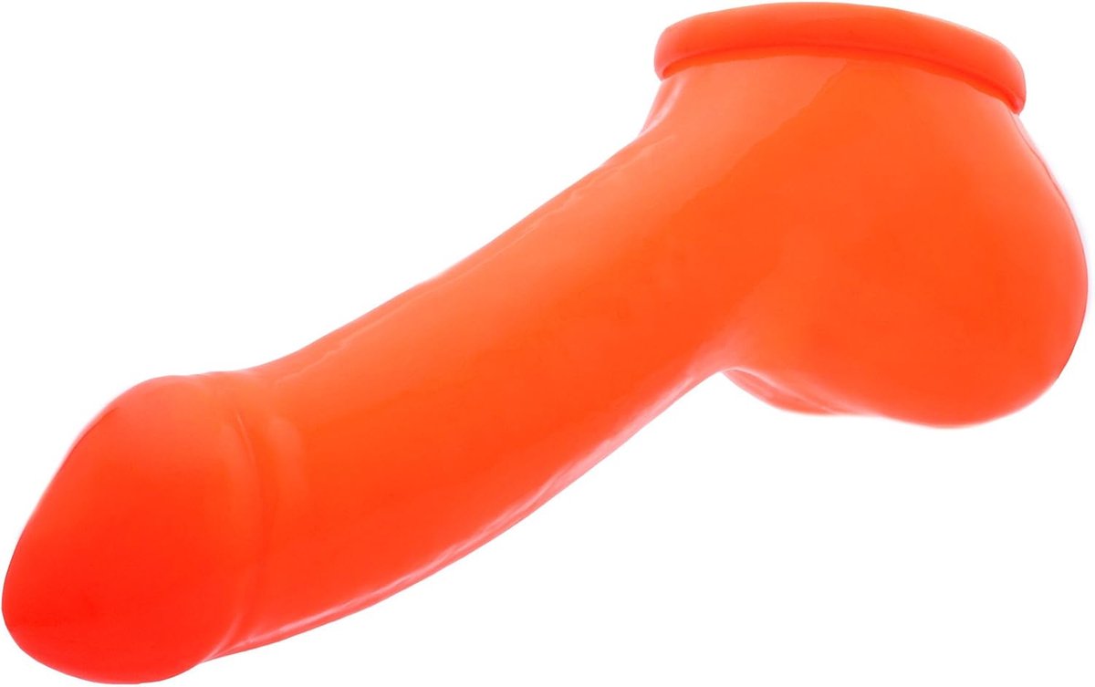 Latex sleeve 13 cm - neon oranje - anatomisch gevormd - intensieve stimulatie - ShopVlot