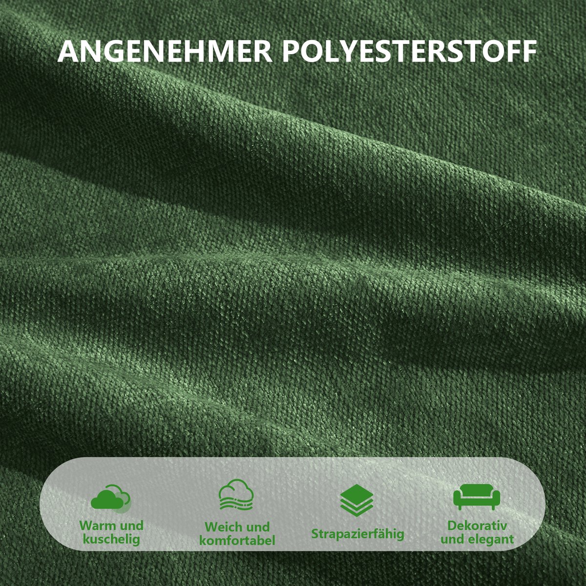 OKWISH Set 198 x 162 x 67 cm - Modulaire 2-Zits Bank Met 2 Hockers, 32D Hoge Dichtheid Schuim - Woonkamer - Polyester - Groen