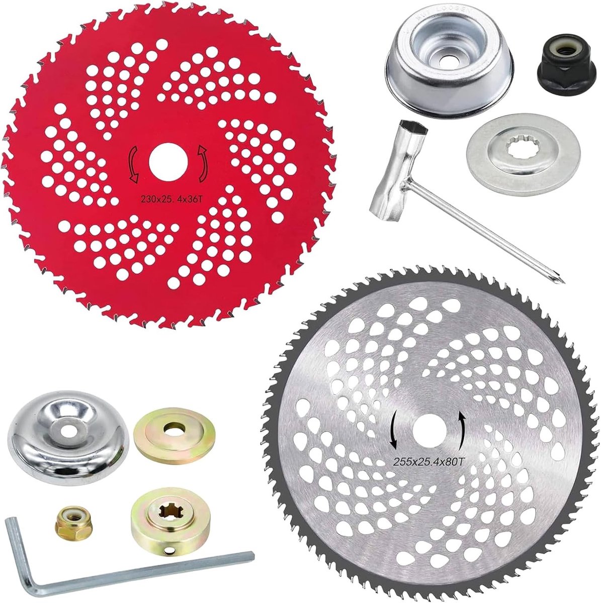 Grastrimmerzaagblad - Rood/Zwart - 25,4 cm - Hardmetaal met 36T/80T Tanden - Voor Bosmaaiers en Grasmaaiers