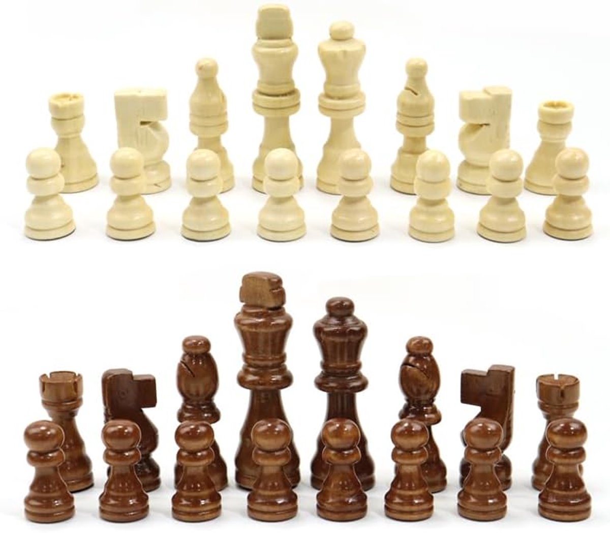 Schaken set van 32 schaakstukken - Houten figuren - Hoogte 7 cm - Perfect voor volwassenen en kinderen - ShopVlot