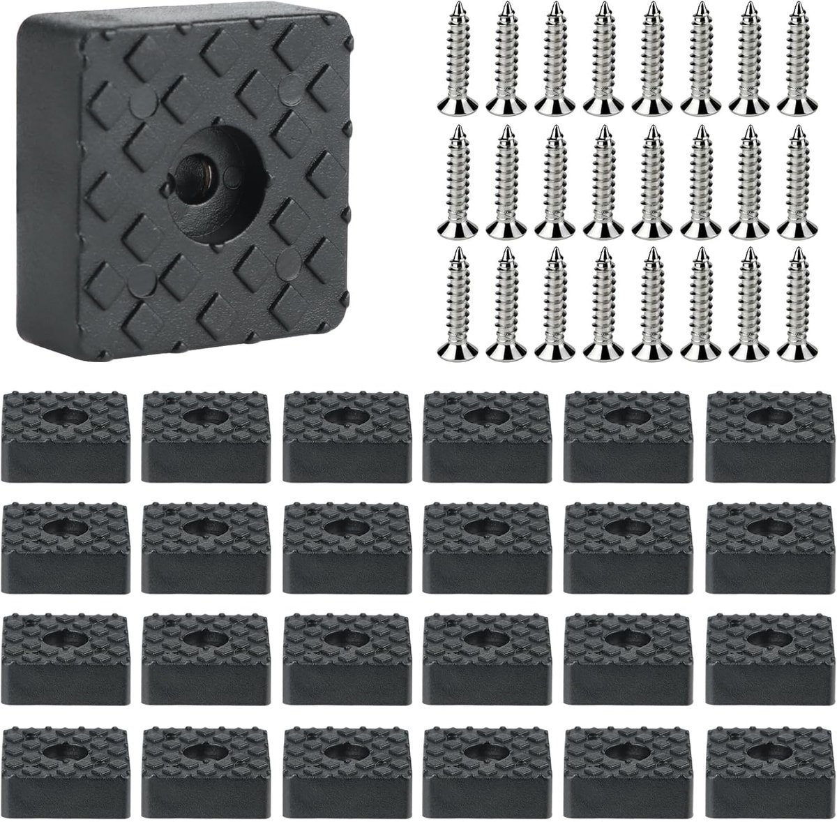 Rubberen voetjes 30 x 30 mm - schroefbaar - zwart - voorkomt glijden op natte vloeren - ShopVlot