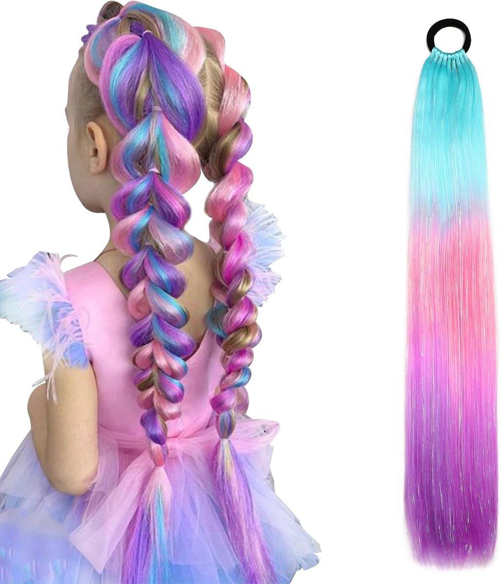 Ponytail extensions 66 cm - kleurverloop - met haarband - kindvriendelijk accessoire - ShopVlot
