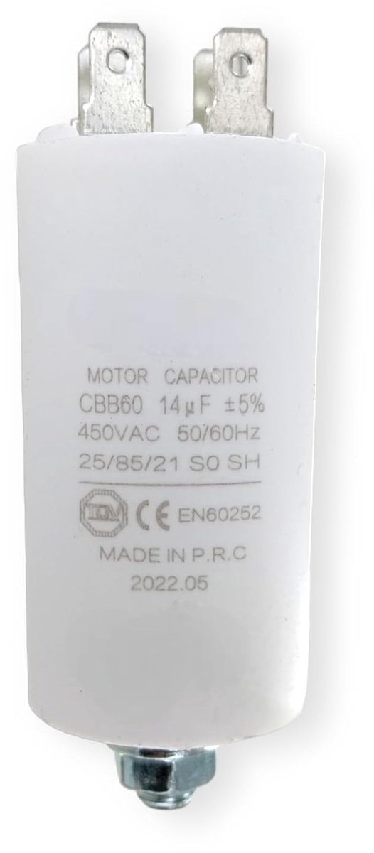 Startcondensator 14µF 450V - Universeel met 6.3mm AMP plug - Inclusief M8 bevestigingsschroef - ShopVlot