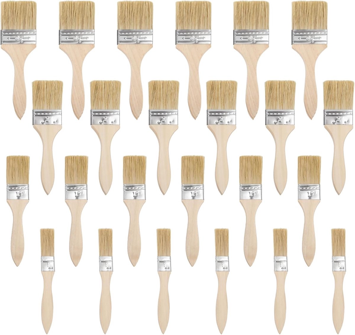 Houten verfkwasten 24-delig - diverse maten - voor verf en lak - ideaal voor schilderwerk - ShopVlot