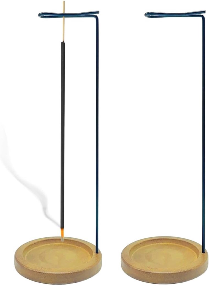 Houten wierookhouder set van 2 - Modern met metalen frame - Praktische asopvang voor meditatie - ShopVlot