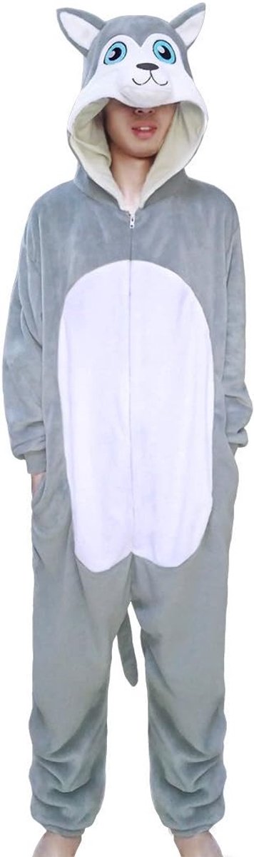 dierenpyjama husky hond unisex volwassene - cosplay kostuum - zacht materiaal - perfect voor feesten - ShopVlot