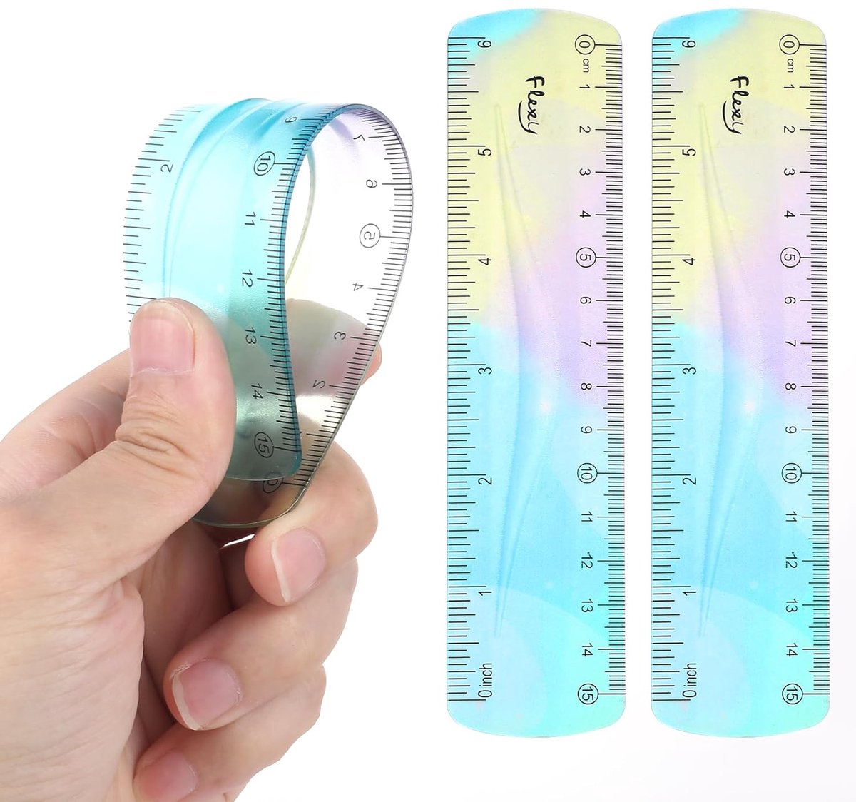 Flexibele liniaal 15 cm - Buigbare plastic liniaal - Kleurverloop - Ideaal voor school en kantoor - ShopVlot