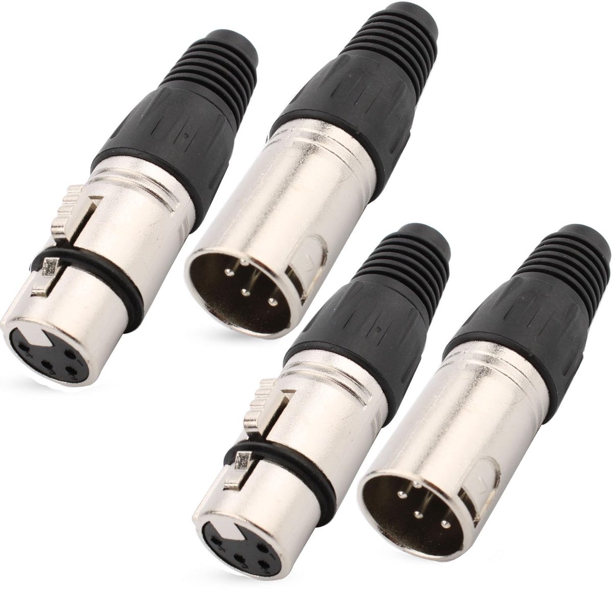 XLR connectors 4-pins - Male/Vrouwelijk - Hoogwaardige geluidskwaliteit - Ideaal voor microfoonkabels - ShopVlot