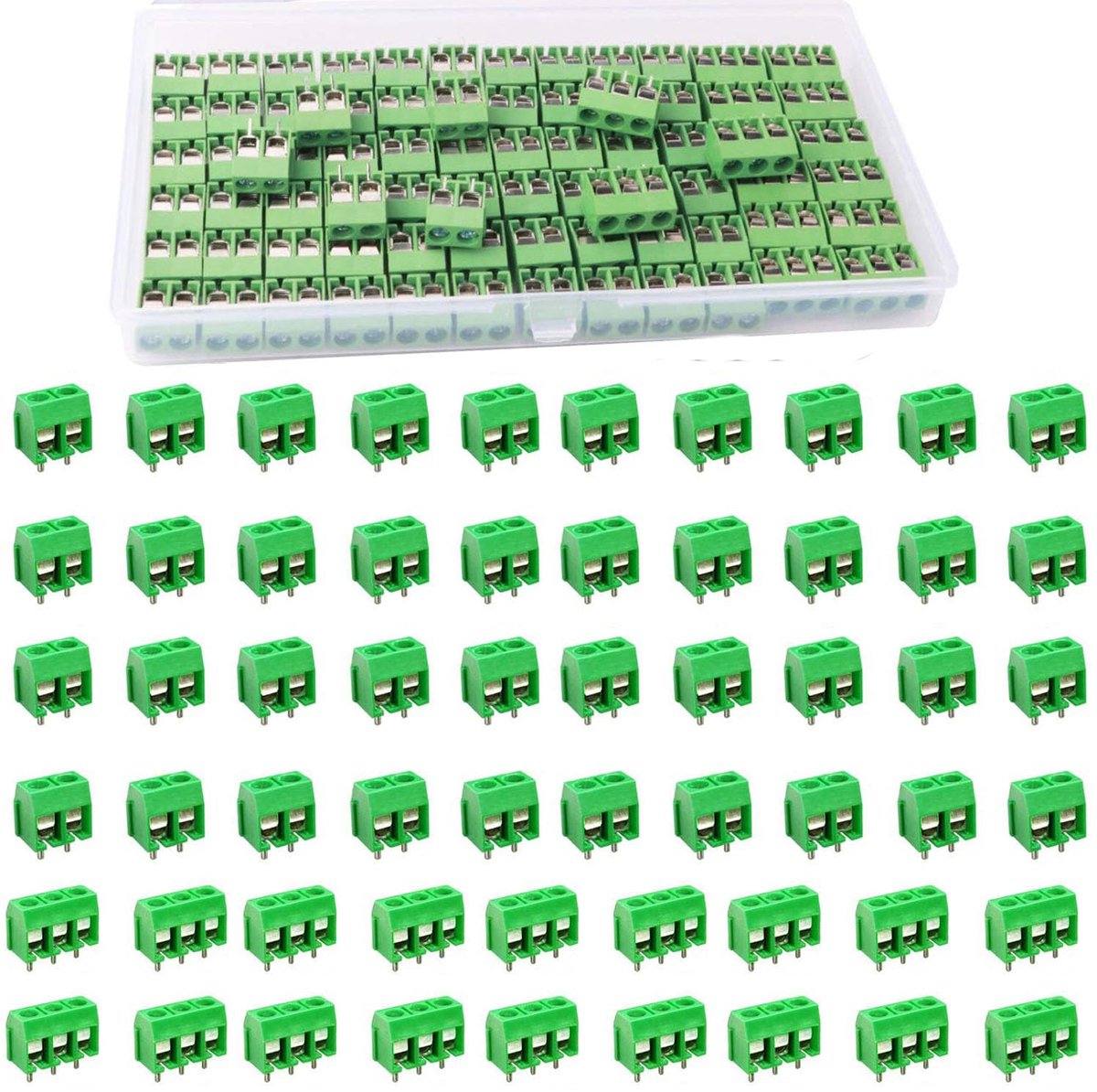Screw terminal block connector 5mm - 2 en 3 pin - 100 stuks - ideaal voor pcb montage - ShopVlot