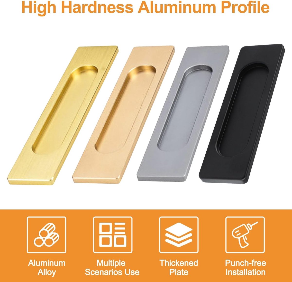 Schuifdeur trek 100 mm - aluminiumlegering mat zwart - 6 stuks - voor ramen en kasten - ShopVlot