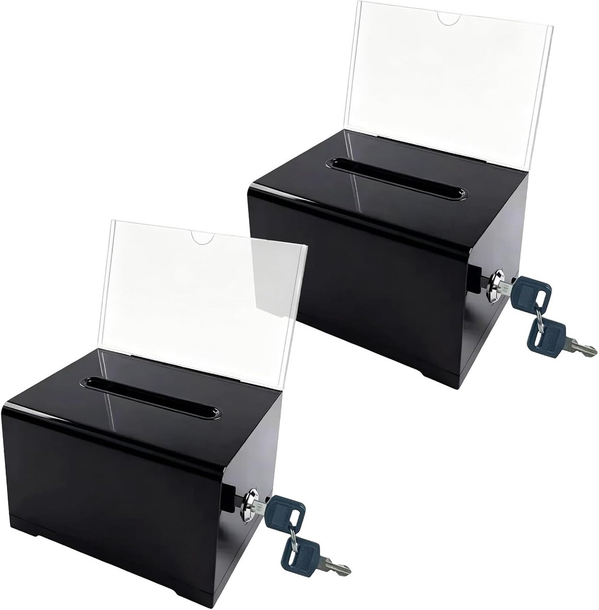 donatiebox 2 stuks - acryl zwart - afsluitbaar met sleutel - ideaal voor stemmingen en wedstrijden - ShopVlot