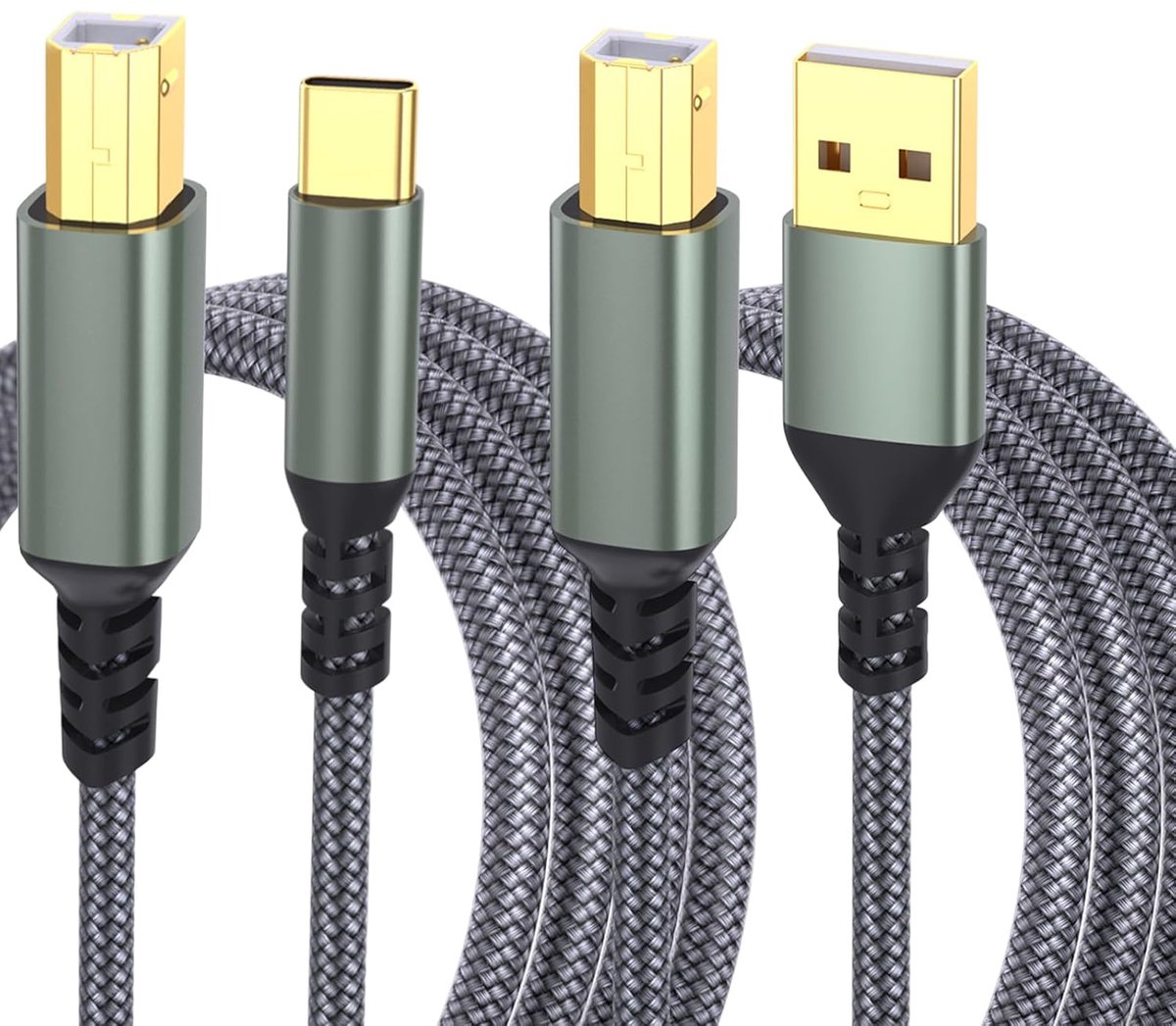 USB Printer Kabel 2 m - Set van 2 - Metalen connectoren - Ideaal voor printers en scanners - ShopVlot
