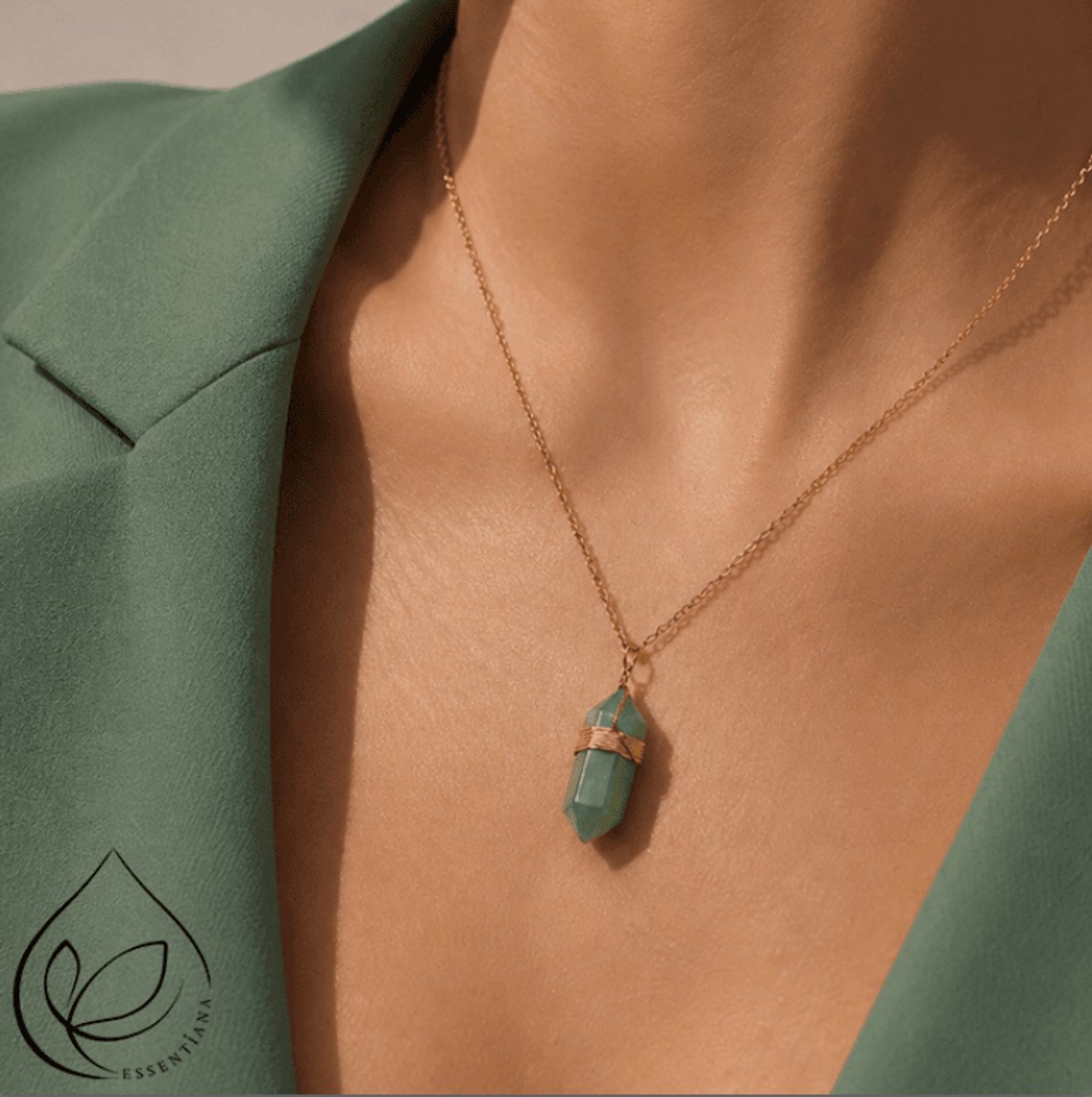 Ketting Groene Aventurijn Verguld – Boho
