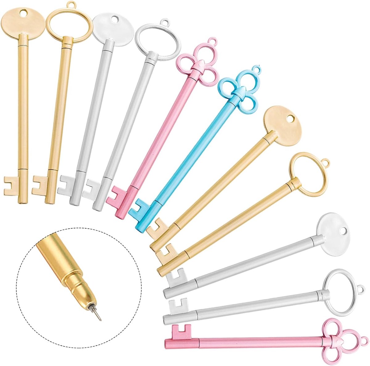 Gelpen in sleutelvorm - 30 stuks - verschillende kleuren - perfect voor kantoor en school - ShopVlot
