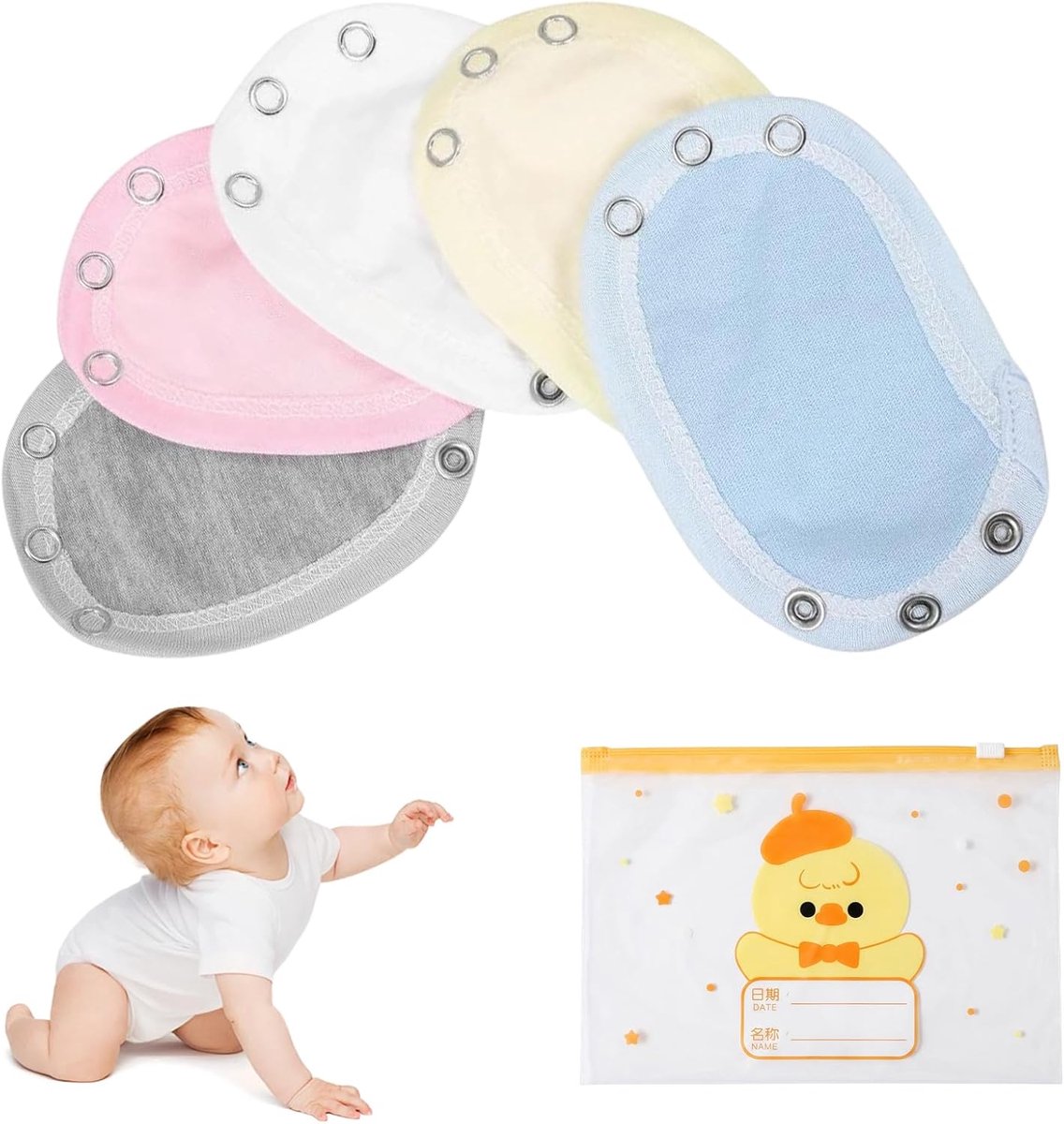 Baby Body Extension 5-delig - Dubbele laag katoen - Verstelbare lengte - Ideaal voor rompers - ShopVlot