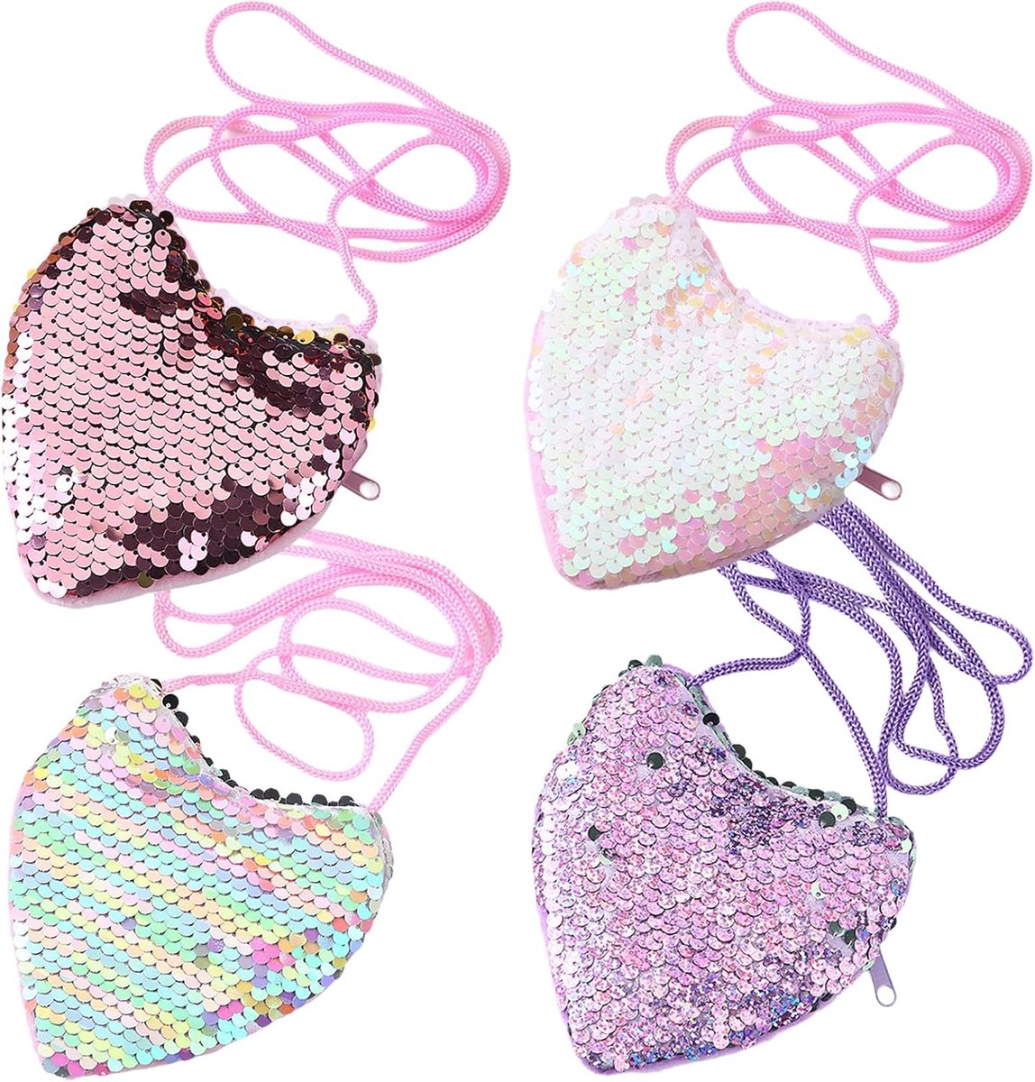 Mini portemonnees voor meisjes - 4 stuks hartvormig - verschillende kleuren - ideaal voor verjaardagen - ShopVlot