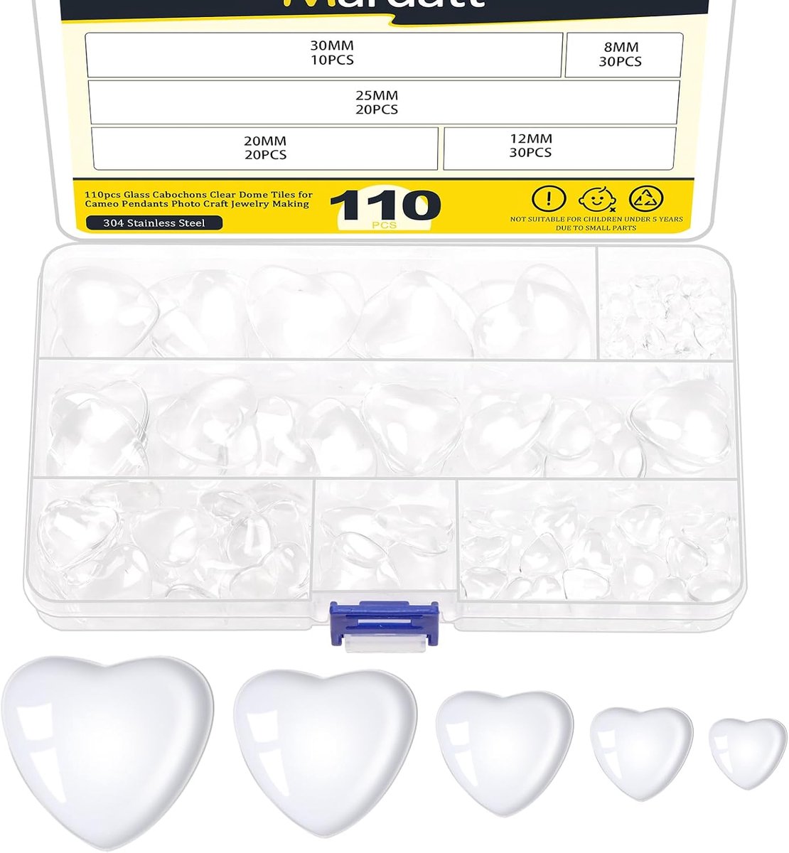 Glazen cabochons set - heldere glazen dome cabochons - 110 stuks in verschillende maten - perfect voor sieraden maken - ShopVlot