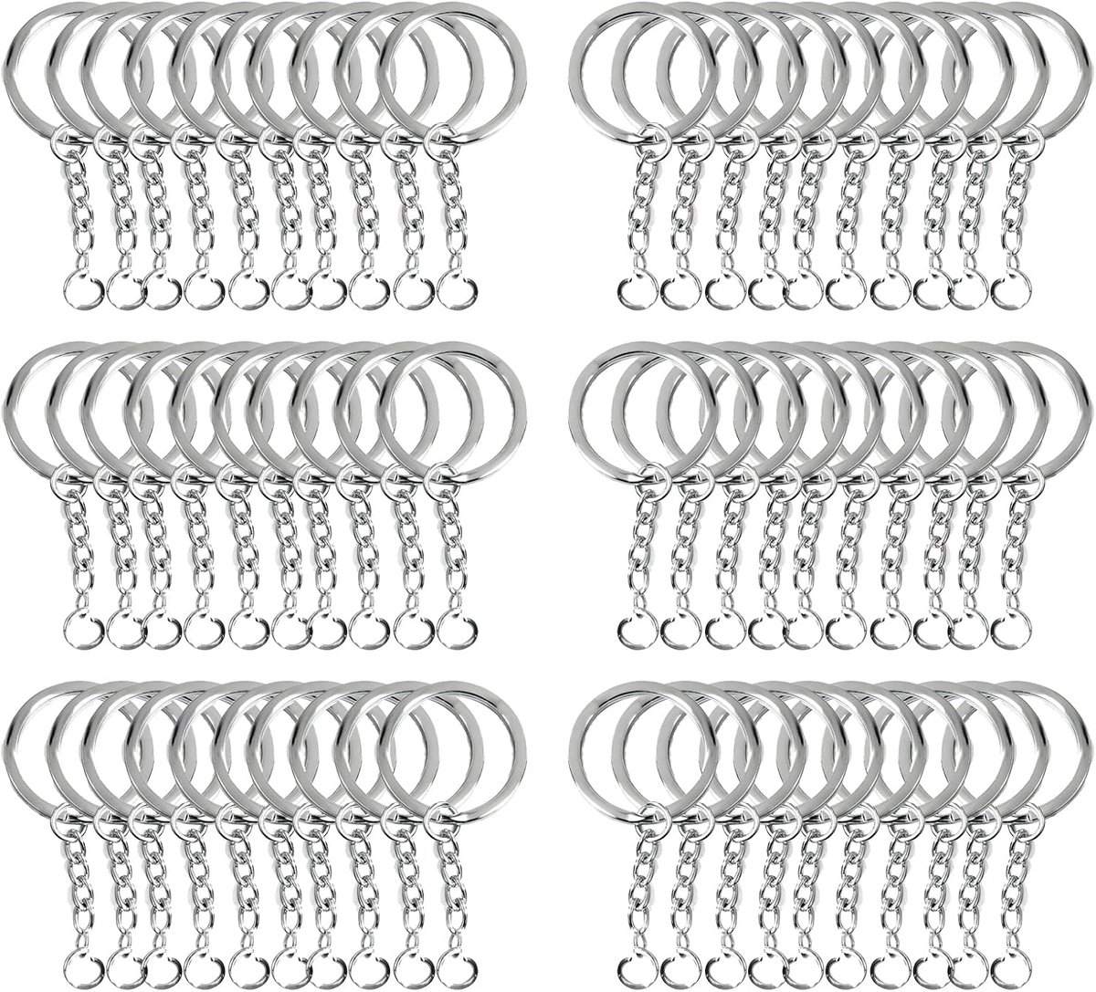 Sleutelhangers 25mm - roestvrij staal - 60 stuks - ideaal voor sleutels en DIY-projecten - ShopVlot