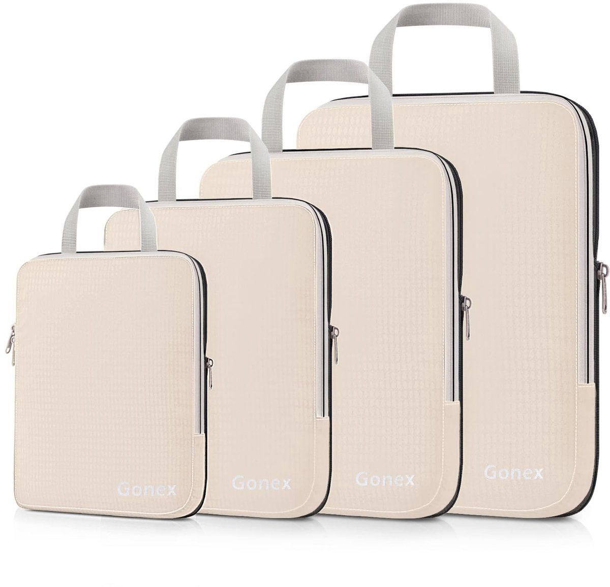 Compressie Packing Cubes Set van 4 - Ruimtebesparende Reis Organizer met Dubbele Compressierits - Lichtgewicht Ripstop Materiaal - Koffer Opbergtassen voor Kleding, Bagage en Reisaccessoires - Ideaal voor Vakantie, Zakenreizen en Kampeertrips