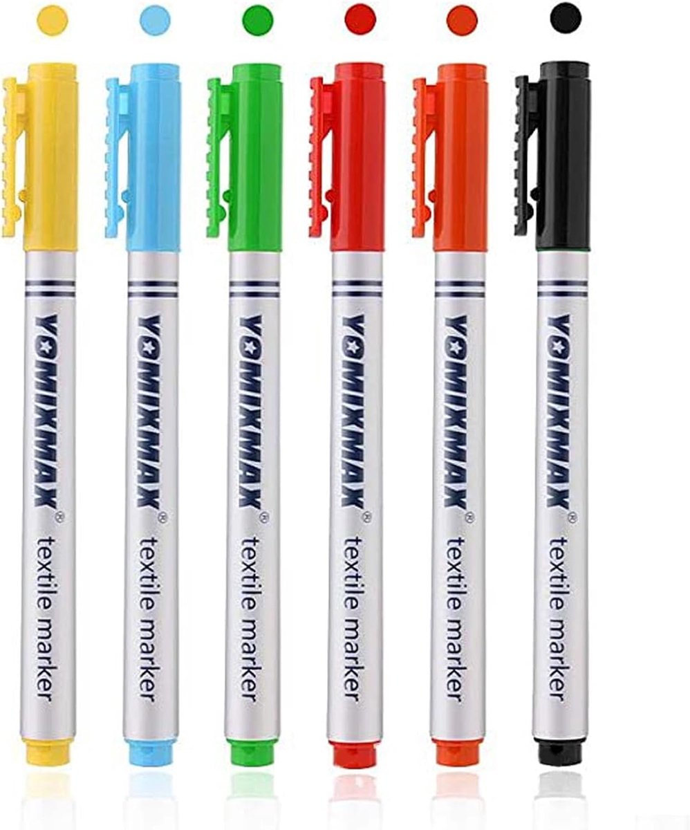 Viltstiften 6 stuks - meerkleurig - permanente stofverf - ideaal voor T-shirts en schoenen - ShopVlot