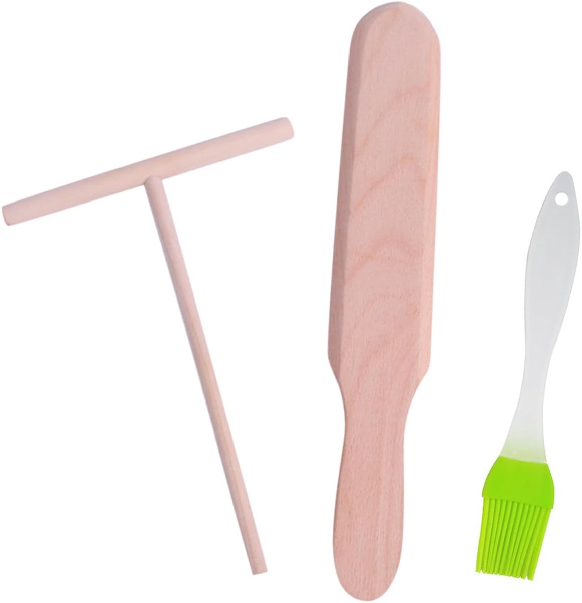 Crepes spatula set - houten applicator en olieborstel - complete crêpe accessoires voor galettes - ShopVlot