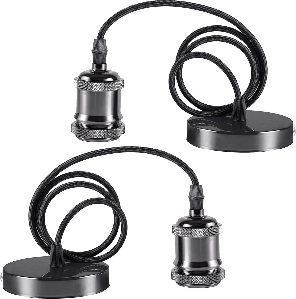 E27 vintage lampenhouder - 2 stuks retro lamp met kabel - industriële stijl - perfect voor sfeervolle verlichting - ShopVlot