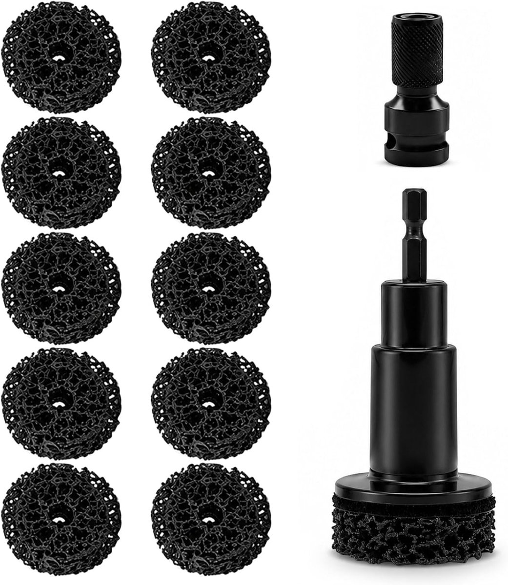Wielnaafreinigingsgereedschap met 10 slijpkoppen - metaal en kunststof - diamantschuurmiddel - ShopVlot
