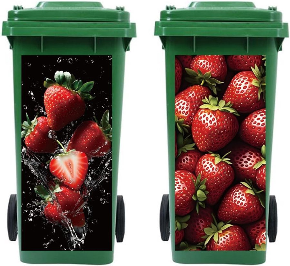 Afvalcontainer Stickers 38 x 81 cm - Aardbei - Waterdicht - Decoratie voor binnen en buiten - ShopVlot