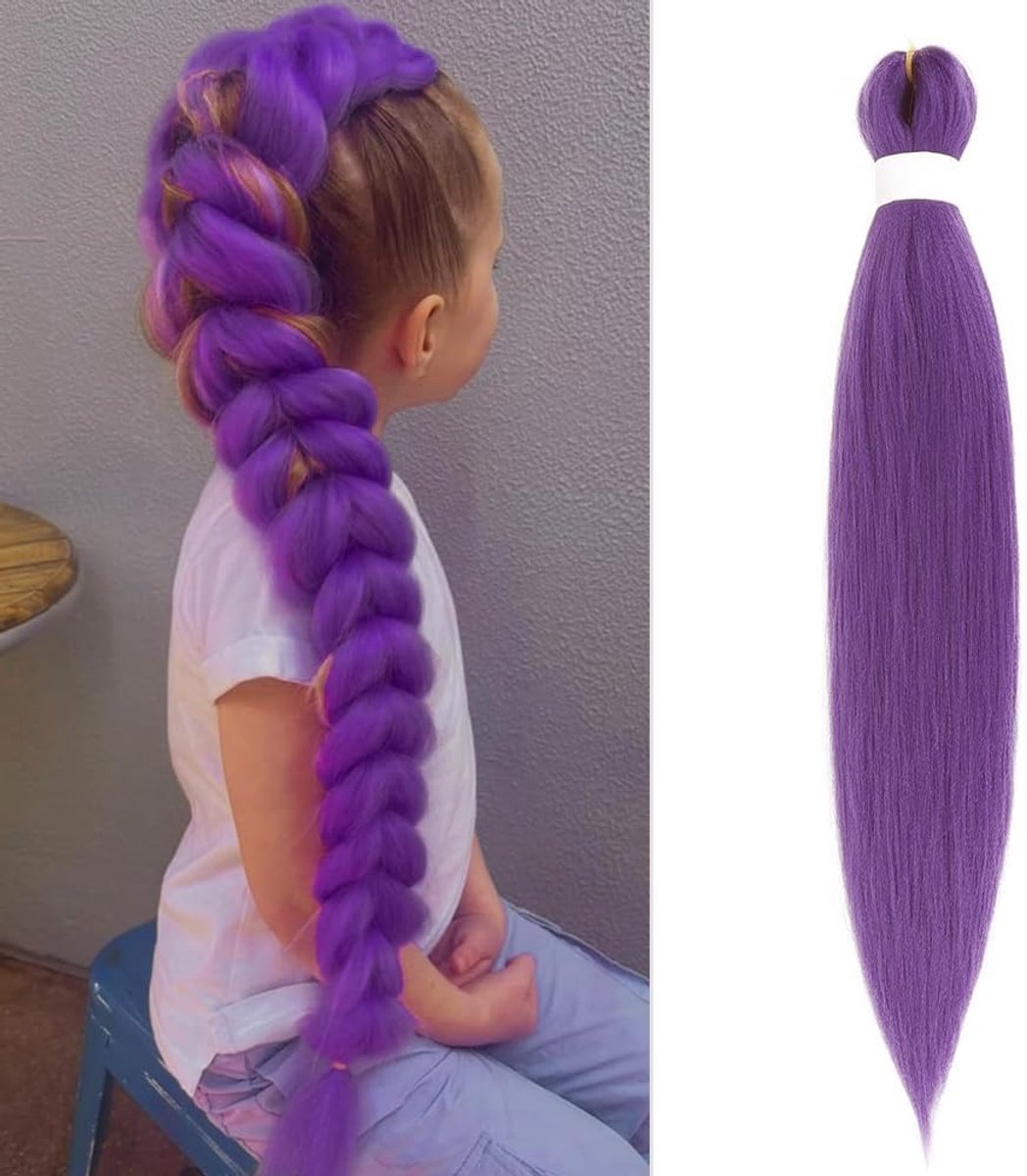 Pre-stretched Braiding Hair Extensions 32 Inches, 1 Pack Braiding Extensions, Synthetic Hair, Lilac Hair Extensions - ShopVlot