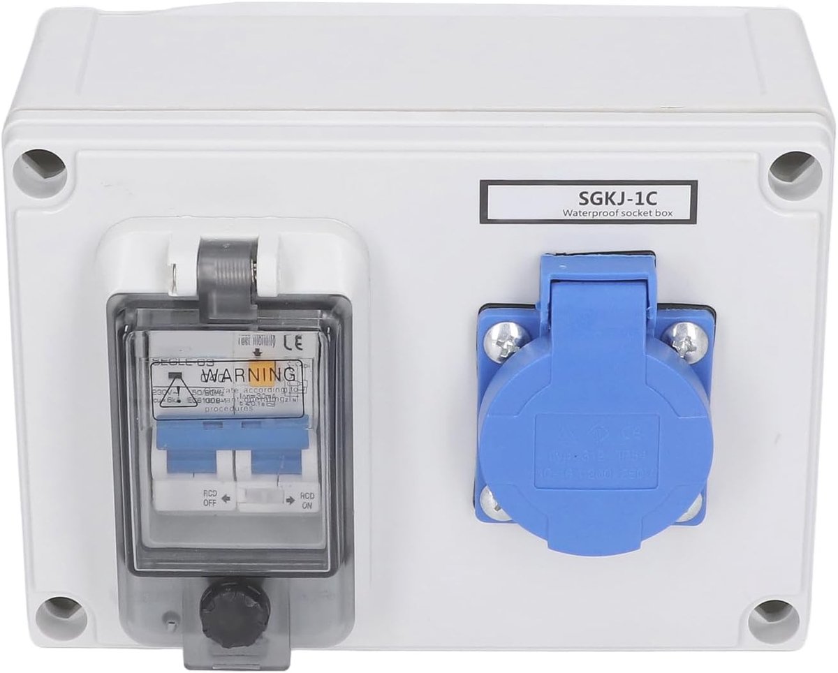 Power Outlet, ABS Plastic Impact Resistant Wall Mounted Socket with 230V 40A 1P+N RCD, for Indoor, Outdoor, Parks - ShopVlot
