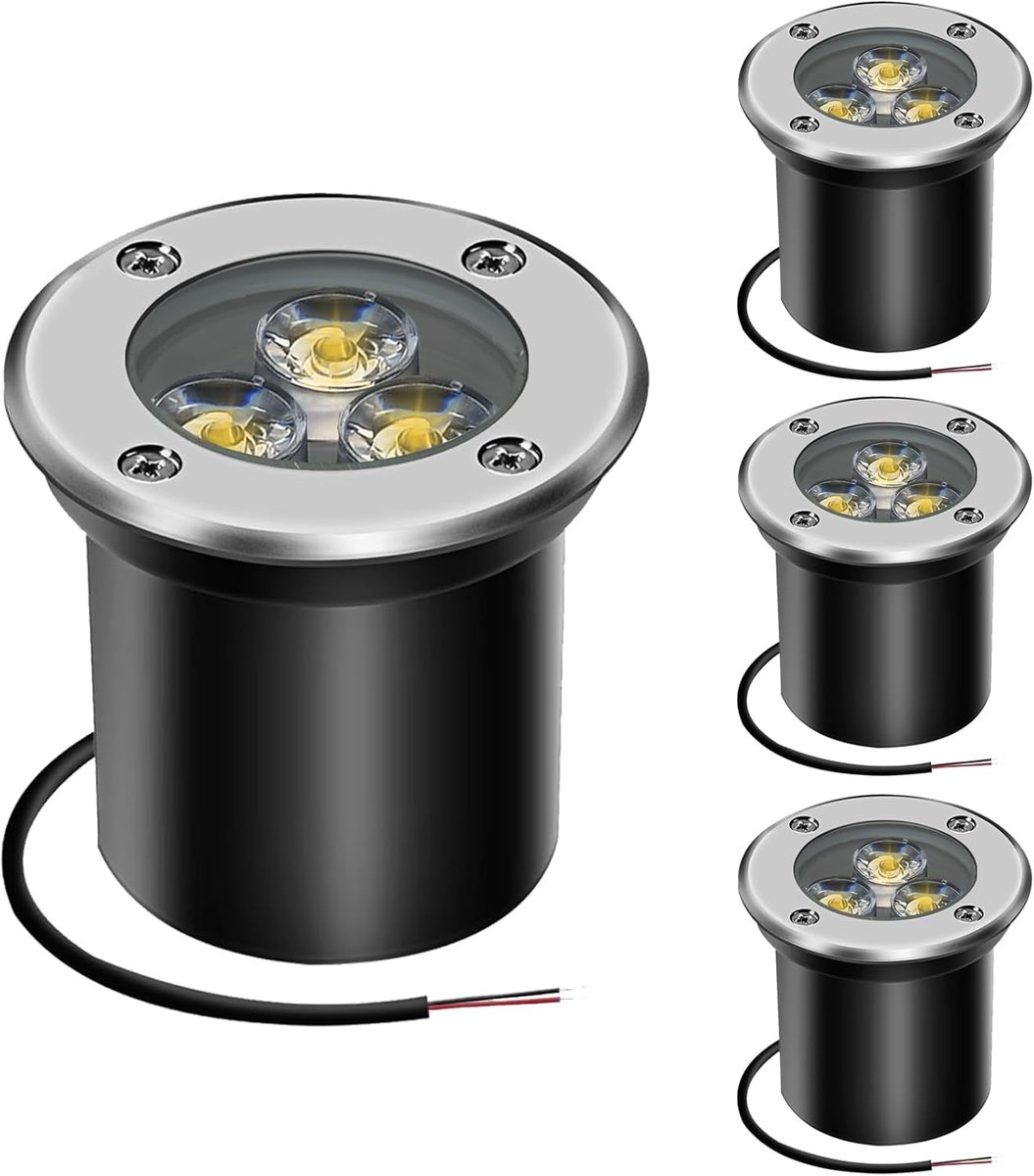 AHOTSUK 3W LED In Ground Lighting Power Supply Outdoor Underground Lighting Buried Lights 12V 24V P67 Waterproof Low - ShopVlot