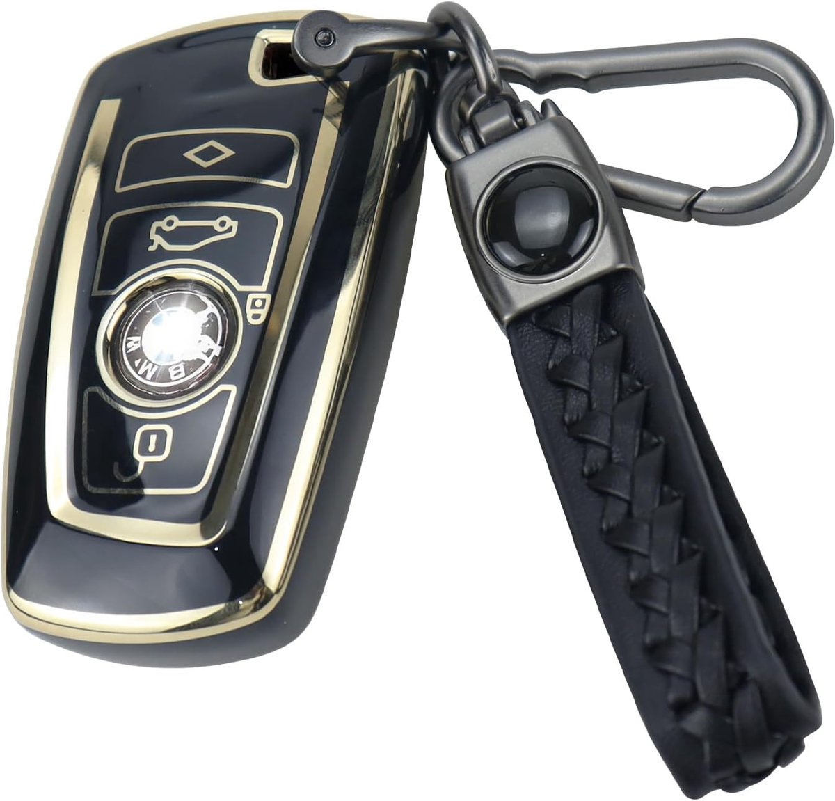 BMW Car Key Case with Keychain, 4 Keys Tup, Compatible with BMW, Black, Schwarz - ShopVlot