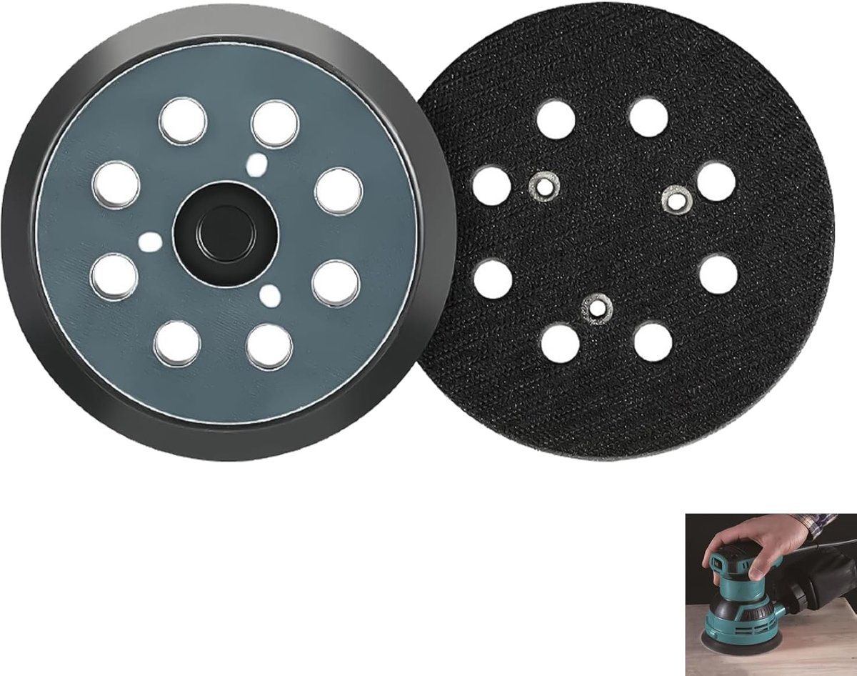 2Pcs Grinding Wheel, Orbital Grinding Disc Base 8 Holes with 3 Eyelets, Self Adhesive Plate Hook & Loop 5 in - ShopVlot