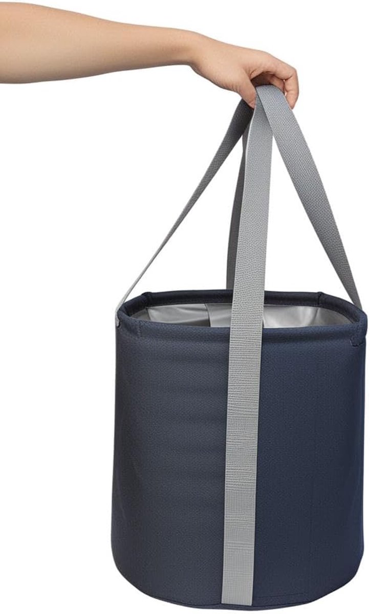 Foldable Bucket 36L Waterproof Oxford Cloth Collapsible Bucket with Plastic Supports on Edge and Sides - Black - ShopVlot