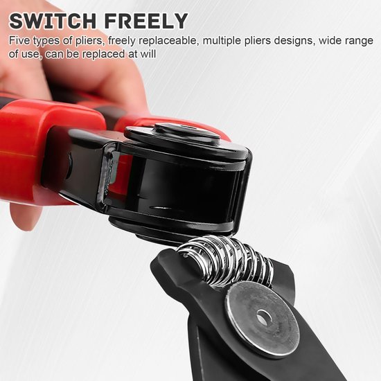 5-in-1 Multi-Purpose Pliers, with 5 Interchangeable Tool Heads Including Wire Cutter, Stripping Pliers, Wire Crimping - ShopVlot — afbeelding 4