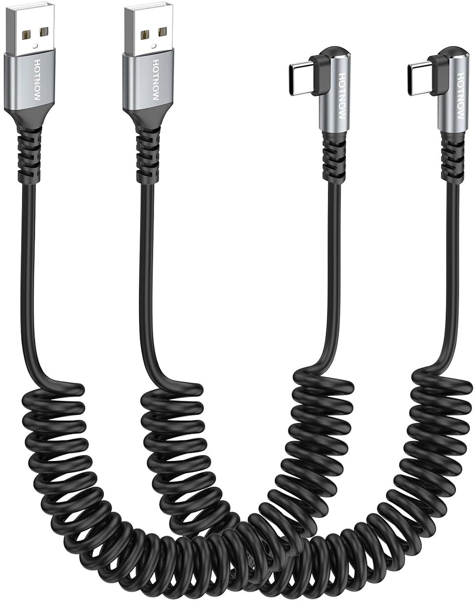 USB A naar USB C kabel kort 2FT 2 stuks, (1FT tot 2FT) USB C oplaadkabel opgerold voor iPhone 17/16/15 serie, Galaxy - ShopVlot