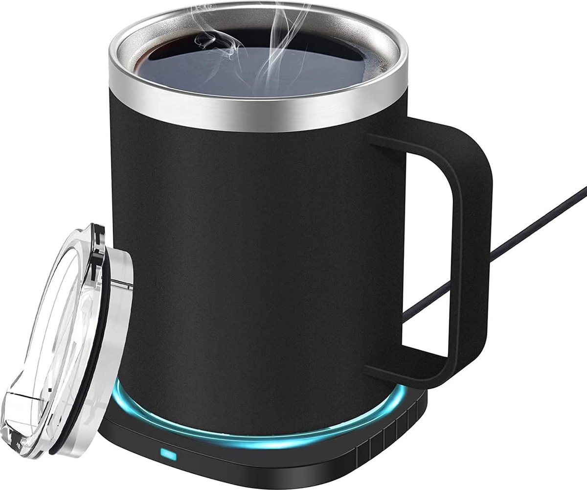 2-in-1 300 ml Cup Warmer Drink Warmer Set USB Socket Electric Coffee Cup Warmer Stainless Steel Heating Cup for Home - ShopVlot