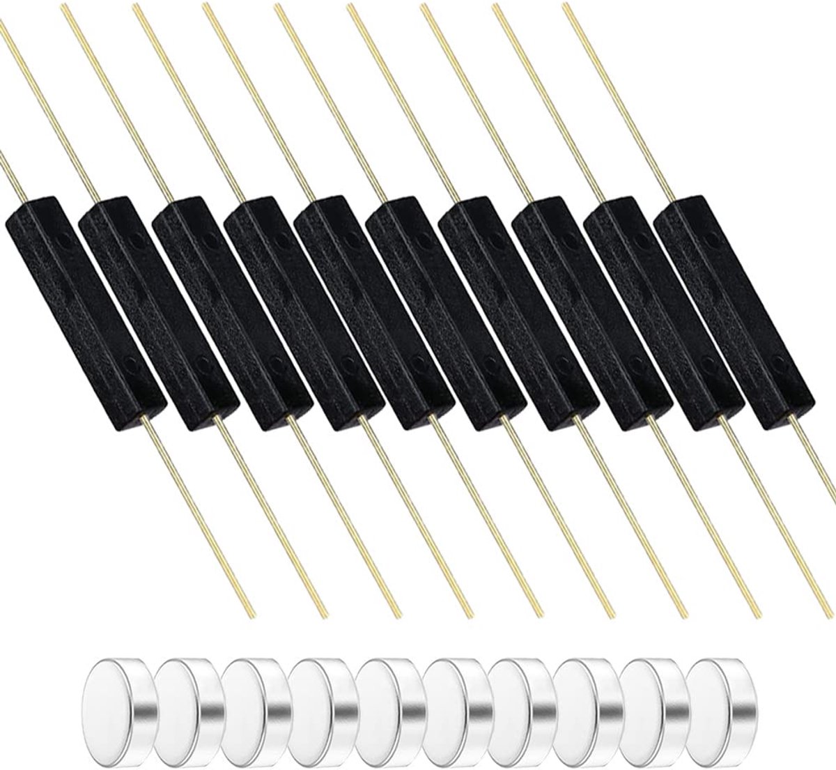 GUUZI 10pcs Plastic Seal Reed Switch with 10pcs 2 * 6mm Magnetic 3 * 14mm Magnetic Induction Switch(Magnetic - ShopVlot