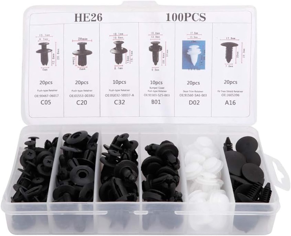 Joyzan Rivet Clips Plastic, Plastic Protective Fastening Bolts Car Universal Clip with Storage Box And Tool Removal - ShopVlot