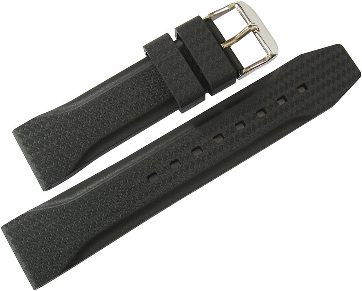 22mm Black Rubber Men Watch Strap Model 324, Rubber - ShopVlot