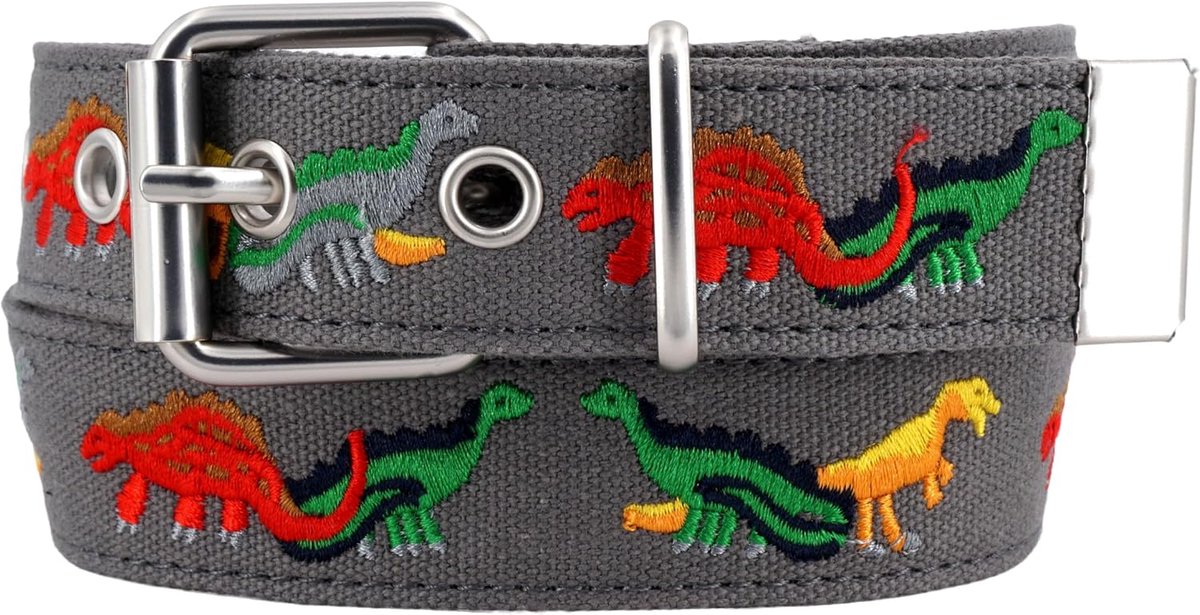 Mooie stoffen kinderriem >DINO< voor jongens - universeel passende riem voor jongens van ca. 3 tot 12 jaar - ShopVlot