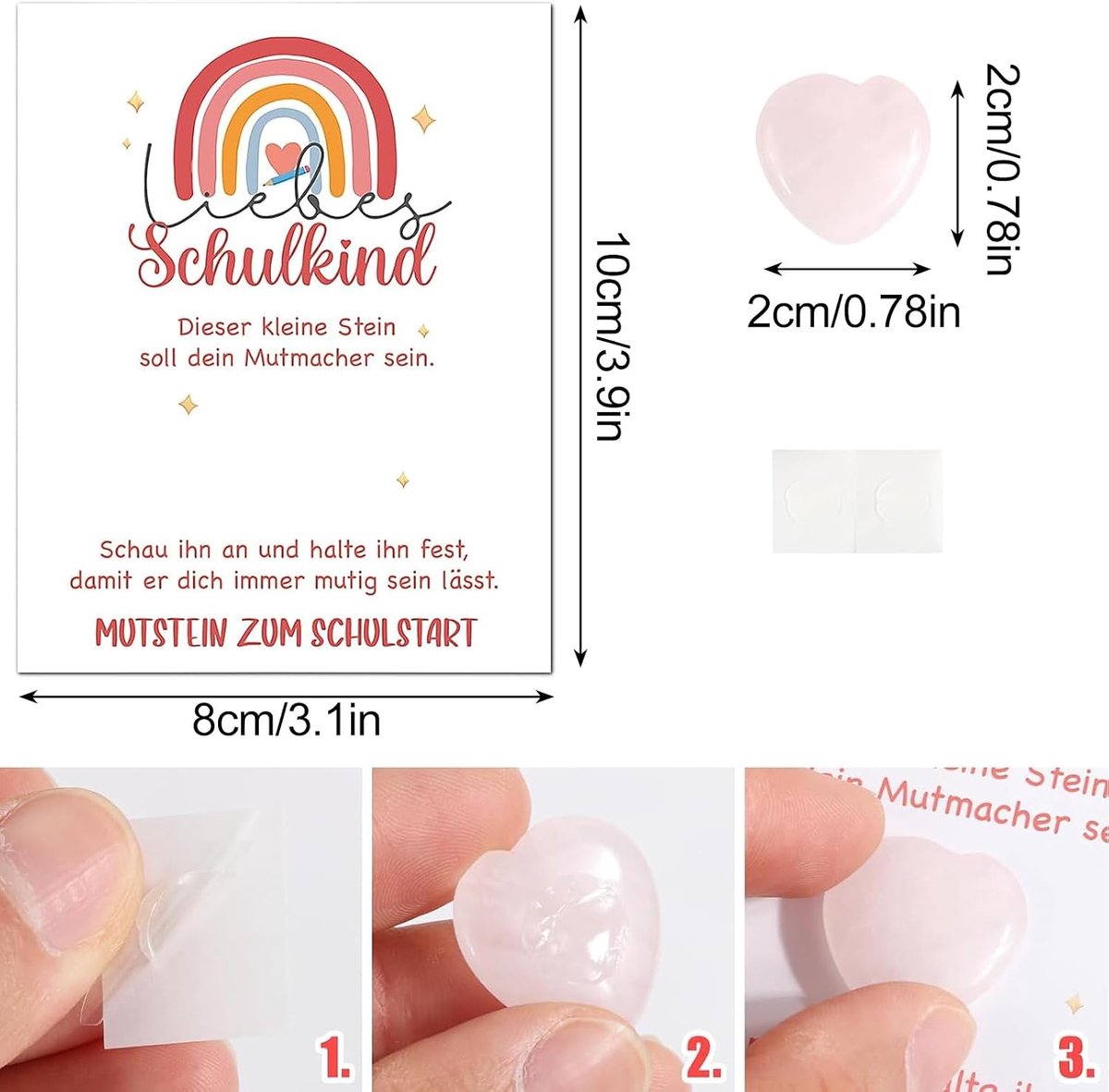 Mutstein-cadeau voor de eerste schooldag – Mutstein + kaart + organza-zakje, cadeau voor de eerste schooldag - ShopVlot