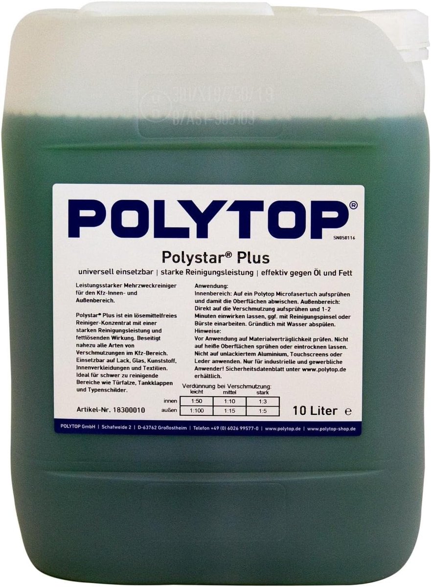 Polytop Polystar Plus Cleaning Concentrate for Indoor and Outdoor Car, Car, Truck, Bus, Multifunctional Cleaner, 10 L - ShopVlot