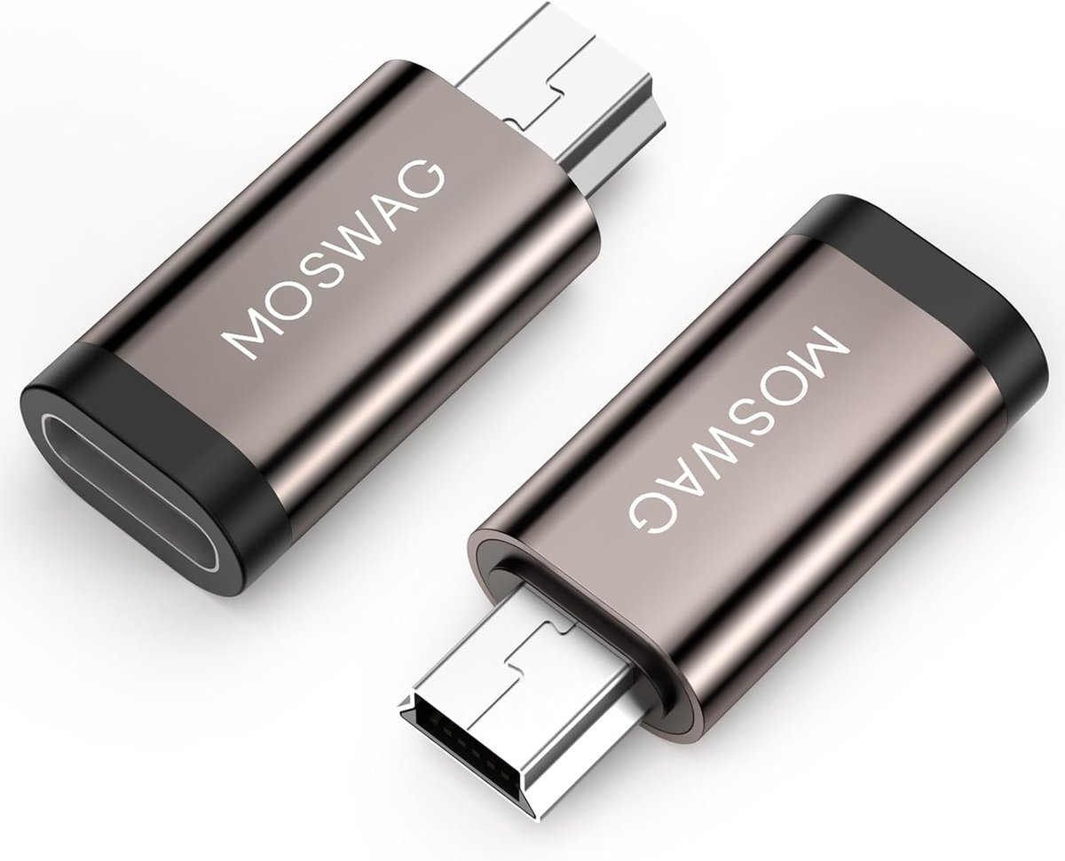 MOSWAG USB-C naar Mini USB-adapter, Mini USB naar USB-C-adapter, Type-C vrouwelijk naar Mini USB 2.0 mannelijk – - ShopVlot